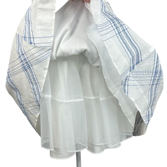 Anthropologie Moulinette Soeurs 6 Seaplane Dress Blue White Windowpane - Picture 9 of 16